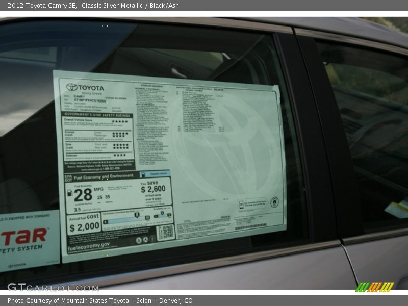 Classic Silver Metallic / Black/Ash 2012 Toyota Camry SE