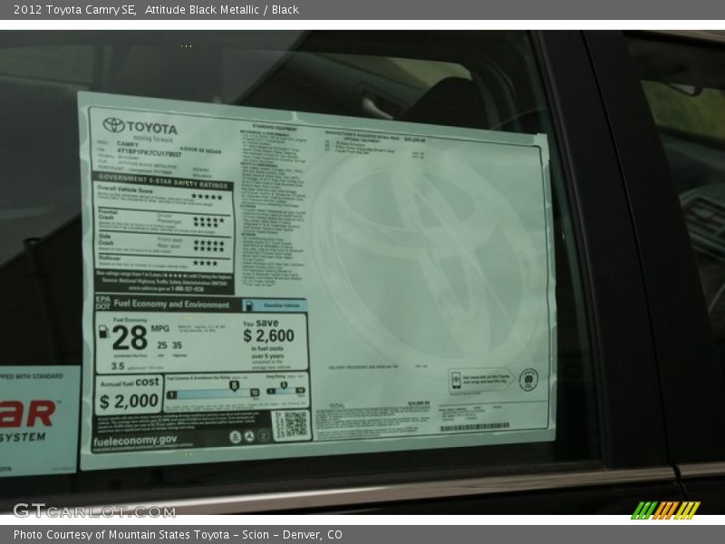 Attitude Black Metallic / Black 2012 Toyota Camry SE