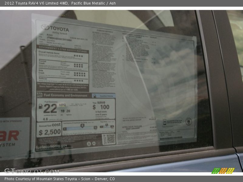 Pacific Blue Metallic / Ash 2012 Toyota RAV4 V6 Limited 4WD