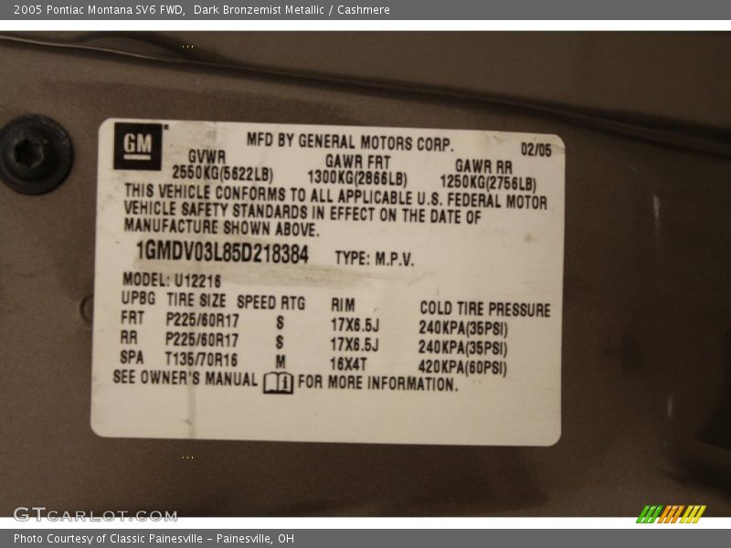 Dark Bronzemist Metallic / Cashmere 2005 Pontiac Montana SV6 FWD