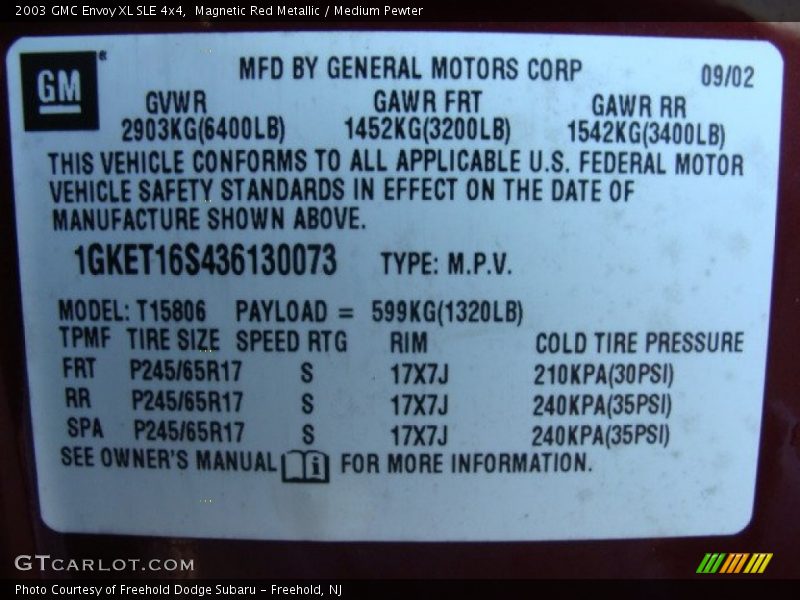 Magnetic Red Metallic / Medium Pewter 2003 GMC Envoy XL SLE 4x4