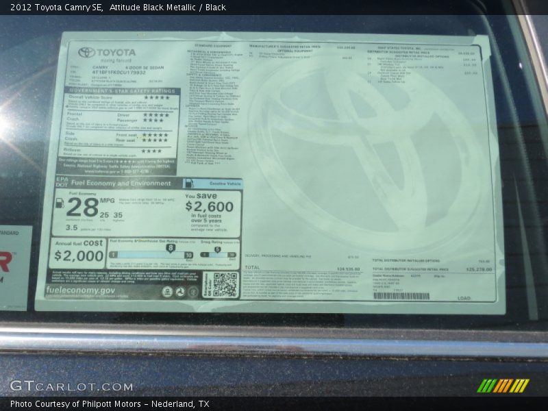 Attitude Black Metallic / Black 2012 Toyota Camry SE