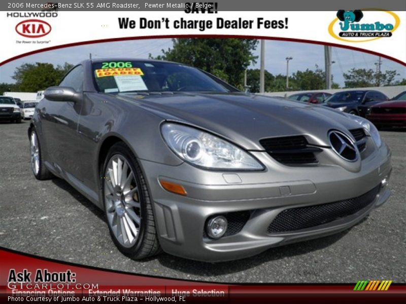 Pewter Metallic / Beige 2006 Mercedes-Benz SLK 55 AMG Roadster