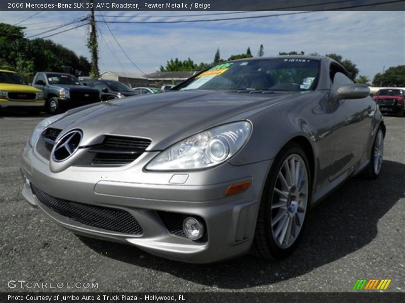 Pewter Metallic / Beige 2006 Mercedes-Benz SLK 55 AMG Roadster