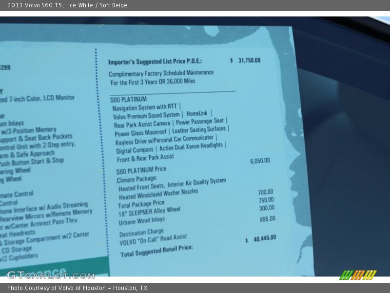 Ice White / Soft Beige 2013 Volvo S60 T5