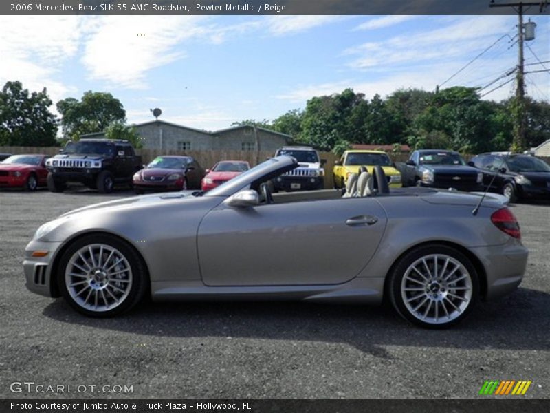 Pewter Metallic / Beige 2006 Mercedes-Benz SLK 55 AMG Roadster