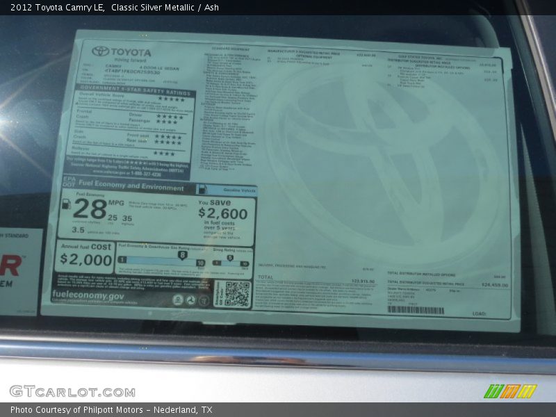 Classic Silver Metallic / Ash 2012 Toyota Camry LE