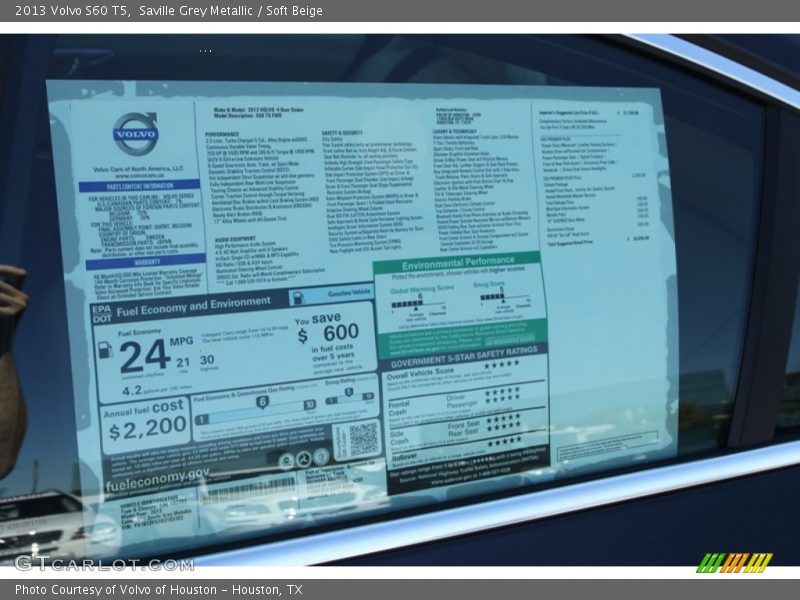 Saville Grey Metallic / Soft Beige 2013 Volvo S60 T5