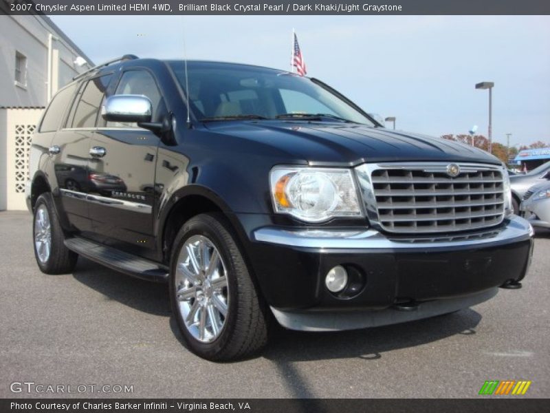 Brilliant Black Crystal Pearl / Dark Khaki/Light Graystone 2007 Chrysler Aspen Limited HEMI 4WD