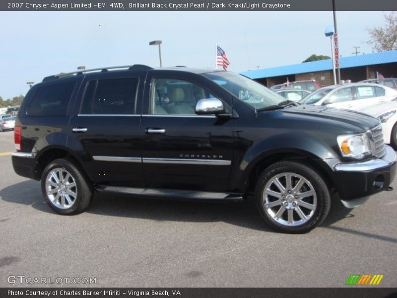 Brilliant Black Crystal Pearl / Dark Khaki/Light Graystone 2007 Chrysler Aspen Limited HEMI 4WD