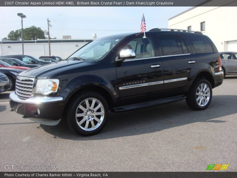 Brilliant Black Crystal Pearl / Dark Khaki/Light Graystone 2007 Chrysler Aspen Limited HEMI 4WD