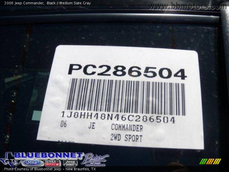 Black / Medium Slate Gray 2006 Jeep Commander