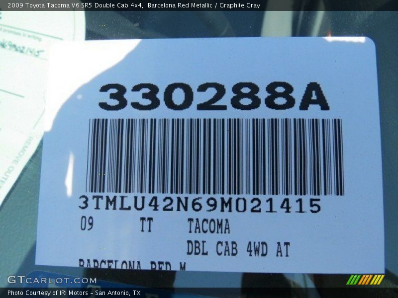 Barcelona Red Metallic / Graphite Gray 2009 Toyota Tacoma V6 SR5 Double Cab 4x4