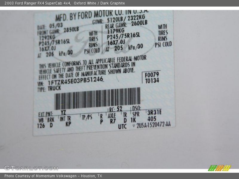 Oxford White / Dark Graphite 2003 Ford Ranger FX4 SuperCab 4x4