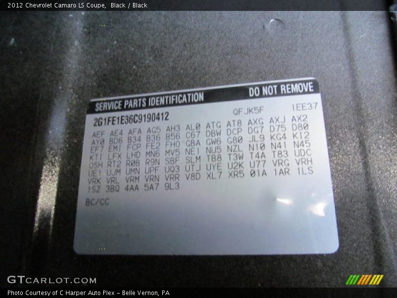 Black / Black 2012 Chevrolet Camaro LS Coupe