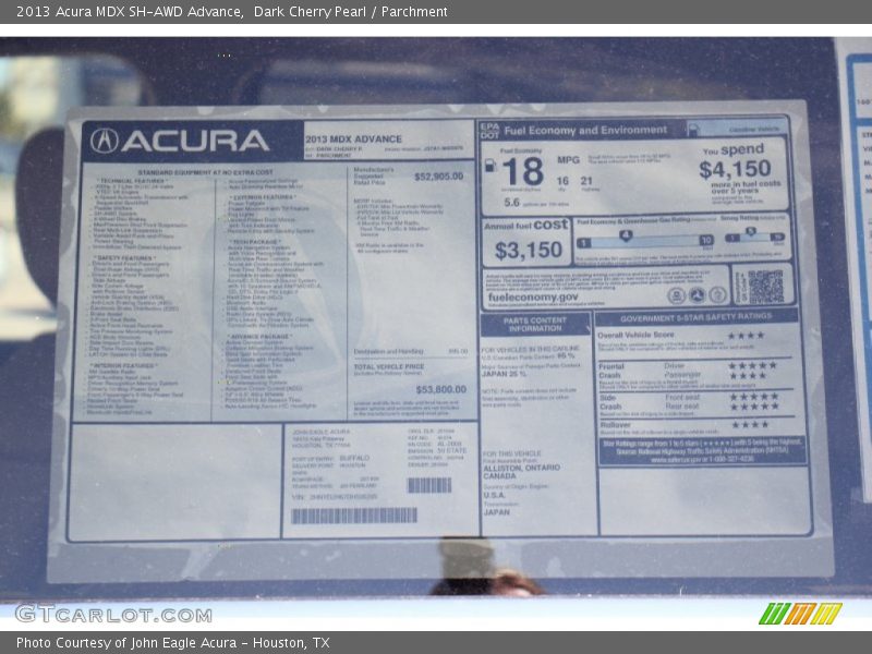 Dark Cherry Pearl / Parchment 2013 Acura MDX SH-AWD Advance