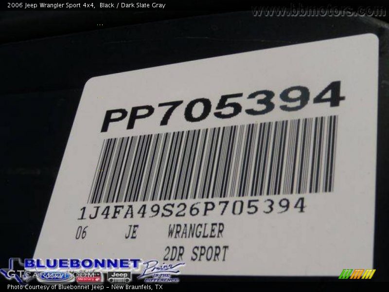 Black / Dark Slate Gray 2006 Jeep Wrangler Sport 4x4