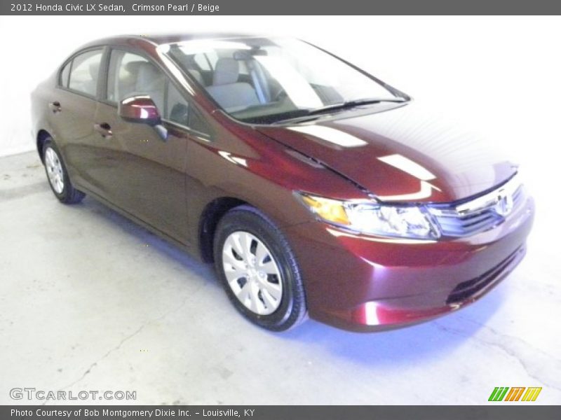 Crimson Pearl / Beige 2012 Honda Civic LX Sedan