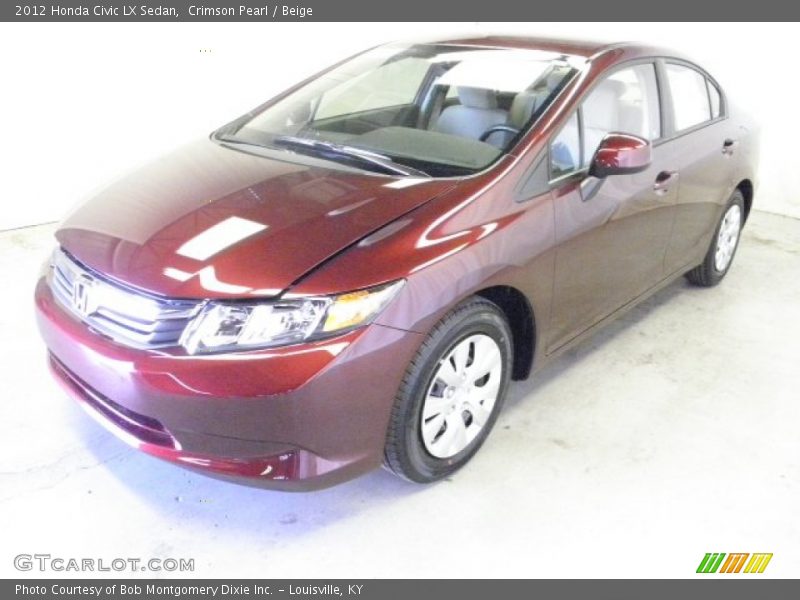 Crimson Pearl / Beige 2012 Honda Civic LX Sedan