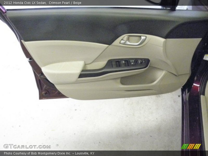 Crimson Pearl / Beige 2012 Honda Civic LX Sedan