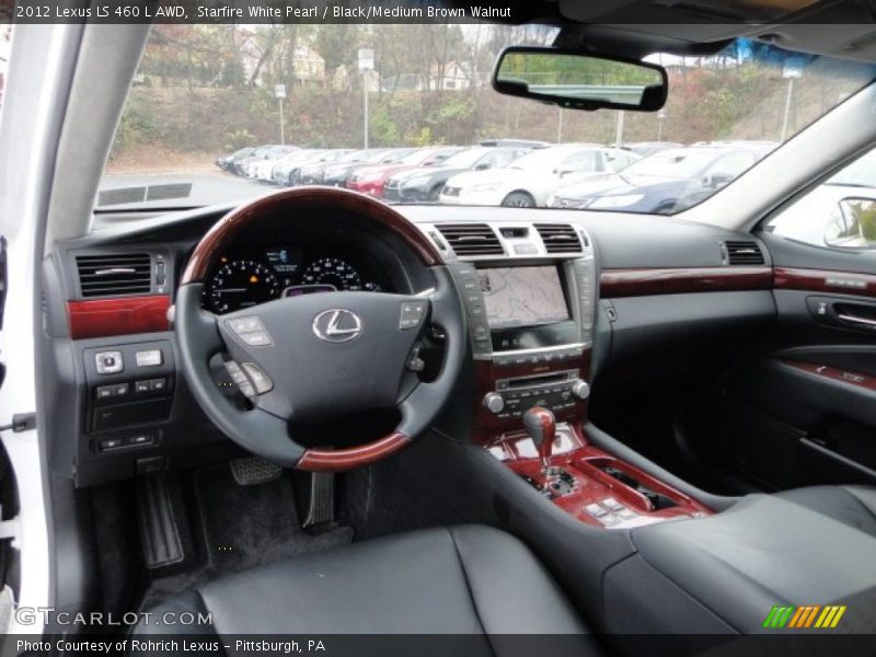 Starfire White Pearl / Black/Medium Brown Walnut 2012 Lexus LS 460 L AWD