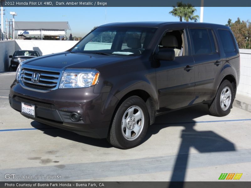 Dark Amber Metallic / Beige 2012 Honda Pilot LX 4WD
