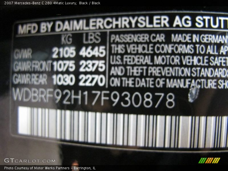 Black / Black 2007 Mercedes-Benz C 280 4Matic Luxury