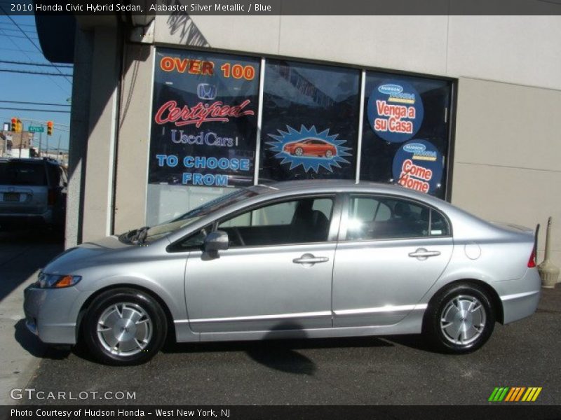 Alabaster Silver Metallic / Blue 2010 Honda Civic Hybrid Sedan