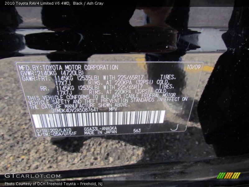 Black / Ash Gray 2010 Toyota RAV4 Limited V6 4WD