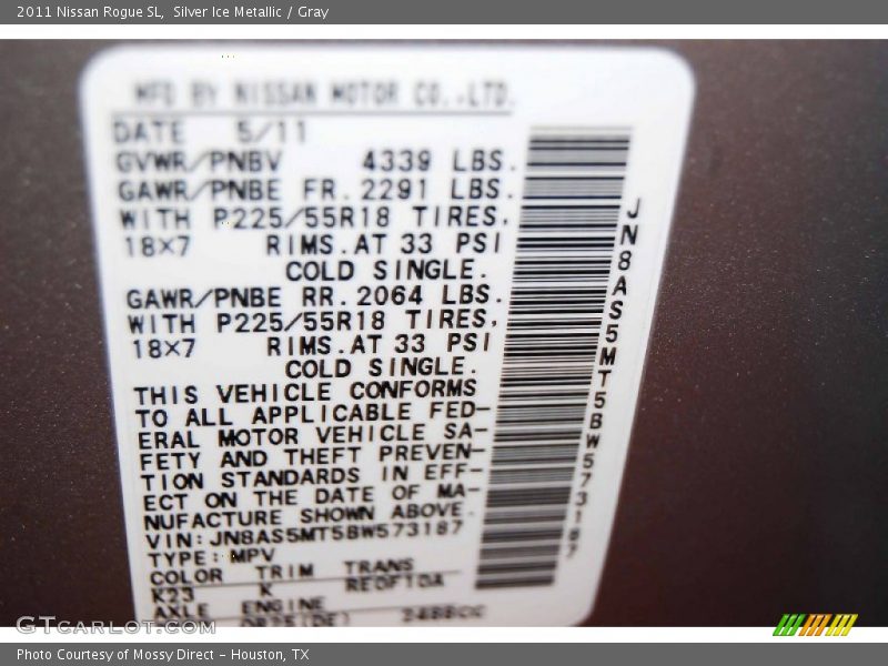 Silver Ice Metallic / Gray 2011 Nissan Rogue SL