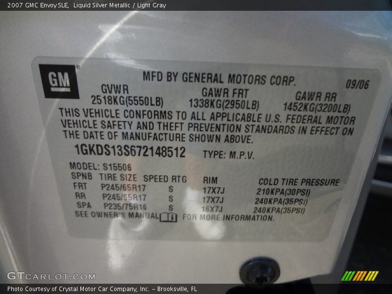 Liquid Silver Metallic / Light Gray 2007 GMC Envoy SLE