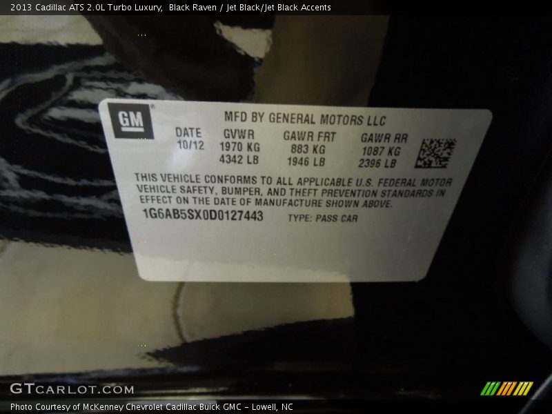 Black Raven / Jet Black/Jet Black Accents 2013 Cadillac ATS 2.0L Turbo Luxury