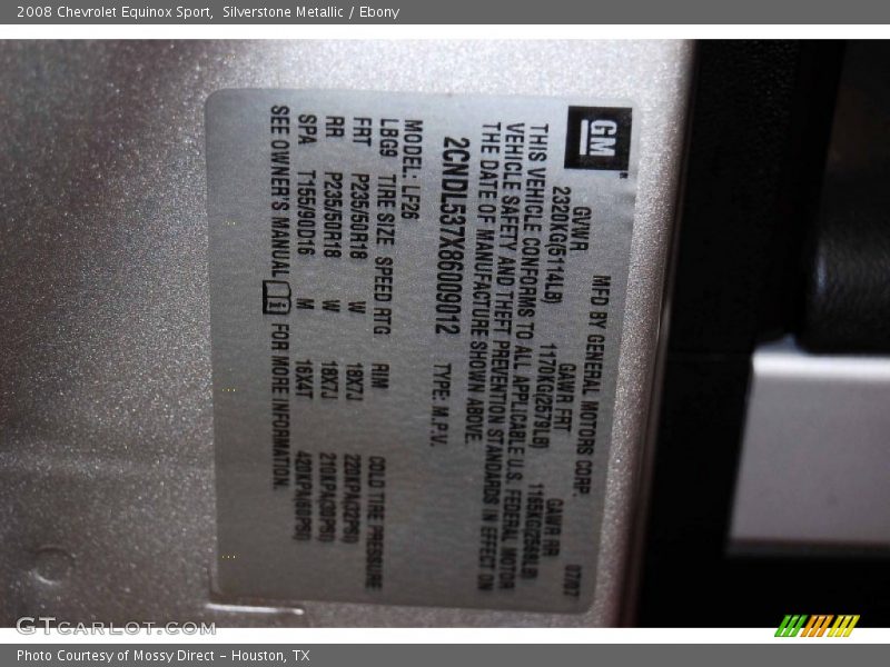 Silverstone Metallic / Ebony 2008 Chevrolet Equinox Sport