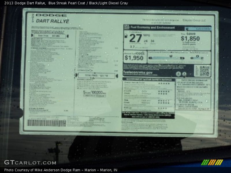  2013 Dart Rallye Window Sticker