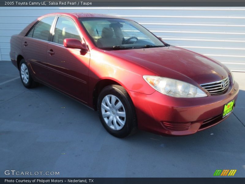 Salsa Red Pearl / Taupe 2005 Toyota Camry LE