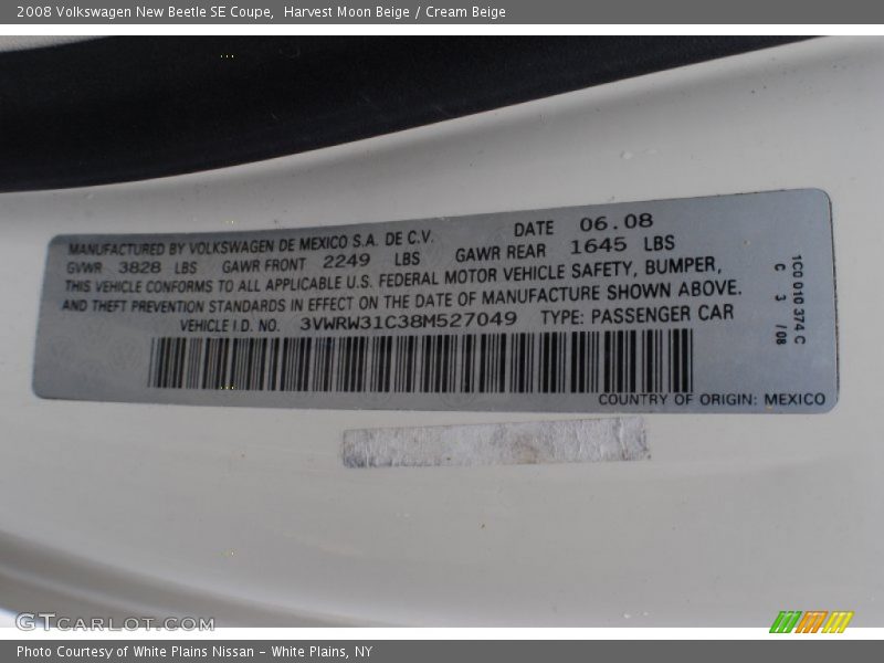 Harvest Moon Beige / Cream Beige 2008 Volkswagen New Beetle SE Coupe