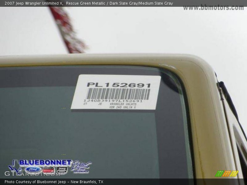 Rescue Green Metallic / Dark Slate Gray/Medium Slate Gray 2007 Jeep Wrangler Unlimited X