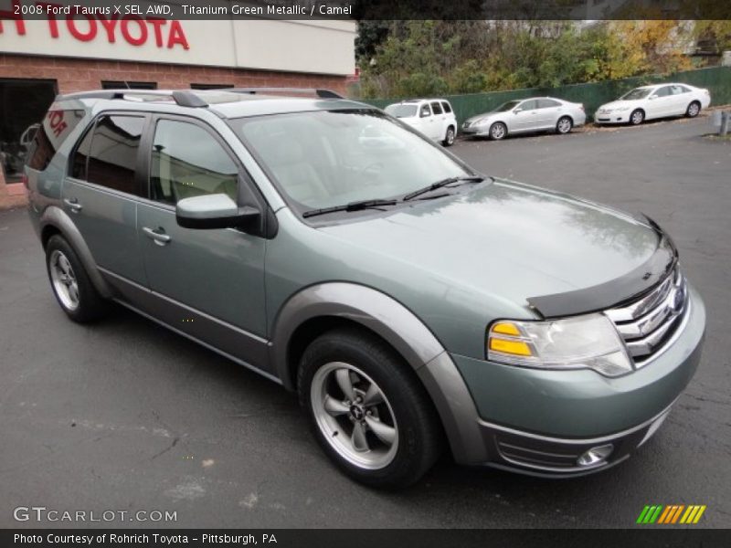 Titanium Green Metallic / Camel 2008 Ford Taurus X SEL AWD