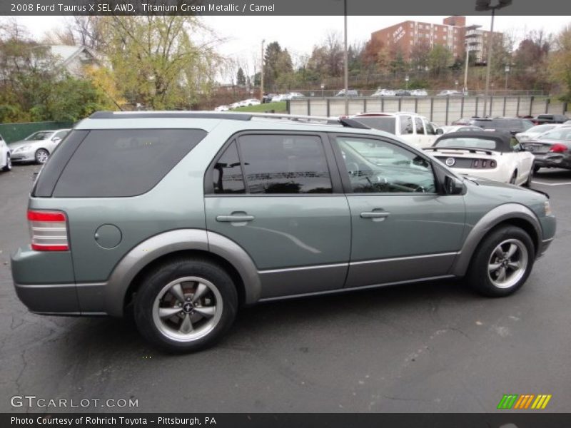 Titanium Green Metallic / Camel 2008 Ford Taurus X SEL AWD