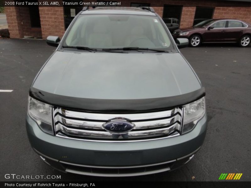 Titanium Green Metallic / Camel 2008 Ford Taurus X SEL AWD