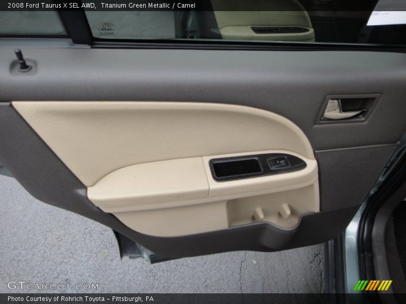 Titanium Green Metallic / Camel 2008 Ford Taurus X SEL AWD