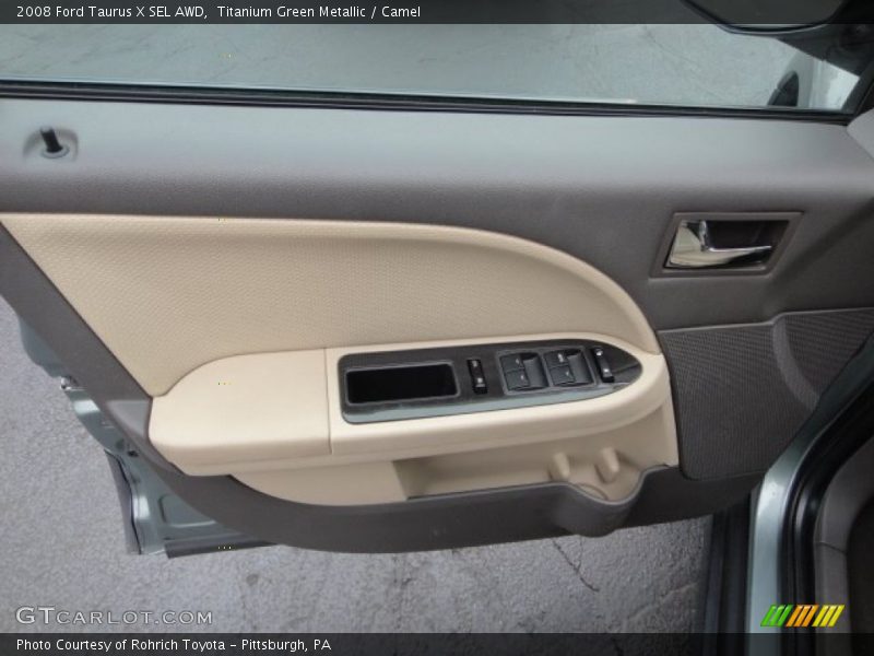 Titanium Green Metallic / Camel 2008 Ford Taurus X SEL AWD