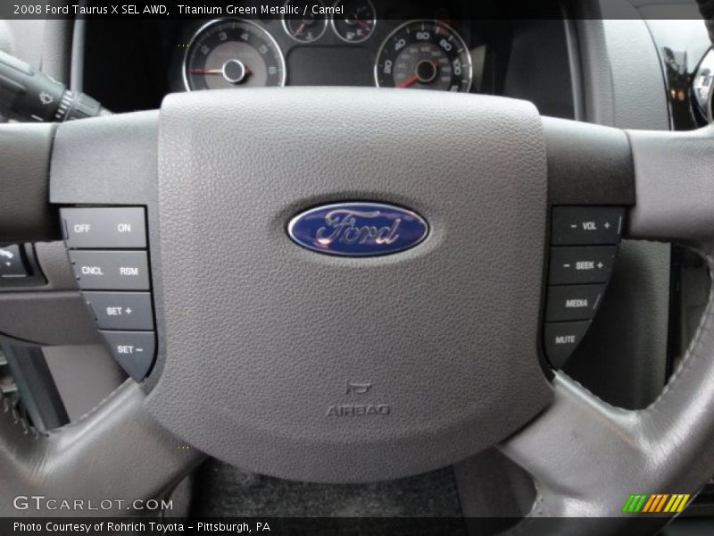 Titanium Green Metallic / Camel 2008 Ford Taurus X SEL AWD