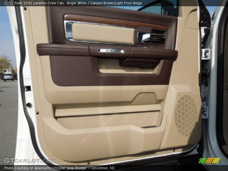Bright White / Canyon Brown/Light Frost Beige 2013 Ram 1500 Laramie Crew Cab