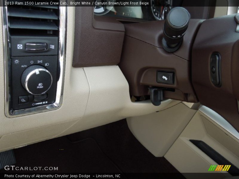 Bright White / Canyon Brown/Light Frost Beige 2013 Ram 1500 Laramie Crew Cab