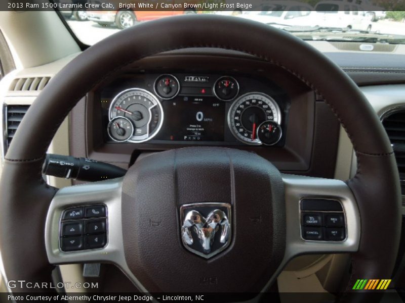 Bright White / Canyon Brown/Light Frost Beige 2013 Ram 1500 Laramie Crew Cab