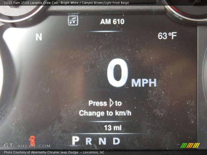 Bright White / Canyon Brown/Light Frost Beige 2013 Ram 1500 Laramie Crew Cab