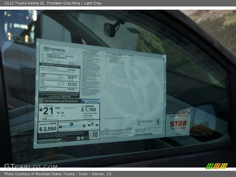 Predawn Gray Mica / Light Gray 2013 Toyota Sienna LE