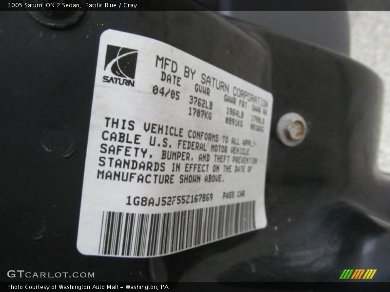 Pacific Blue / Gray 2005 Saturn ION 2 Sedan