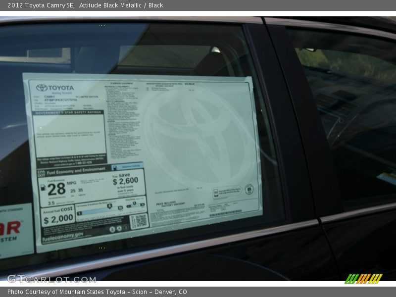 Attitude Black Metallic / Black 2012 Toyota Camry SE